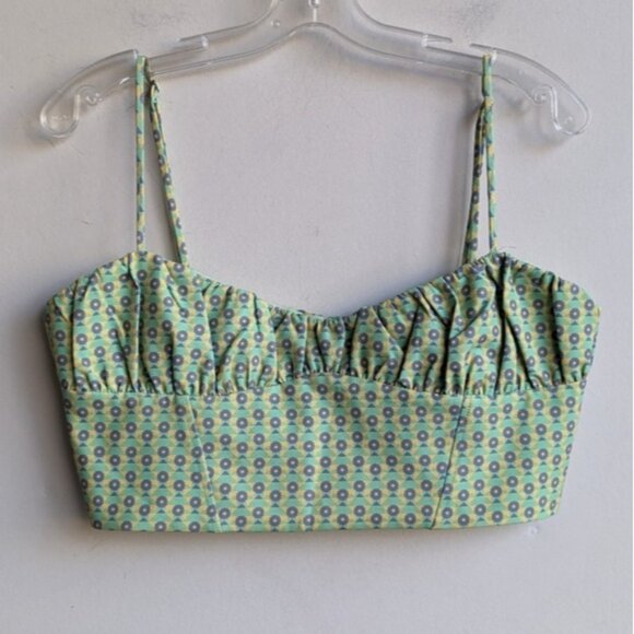 Zara Pastel Floral Printed Bustier Corset Inspired Tank Crop Top - Picture 2 of 6